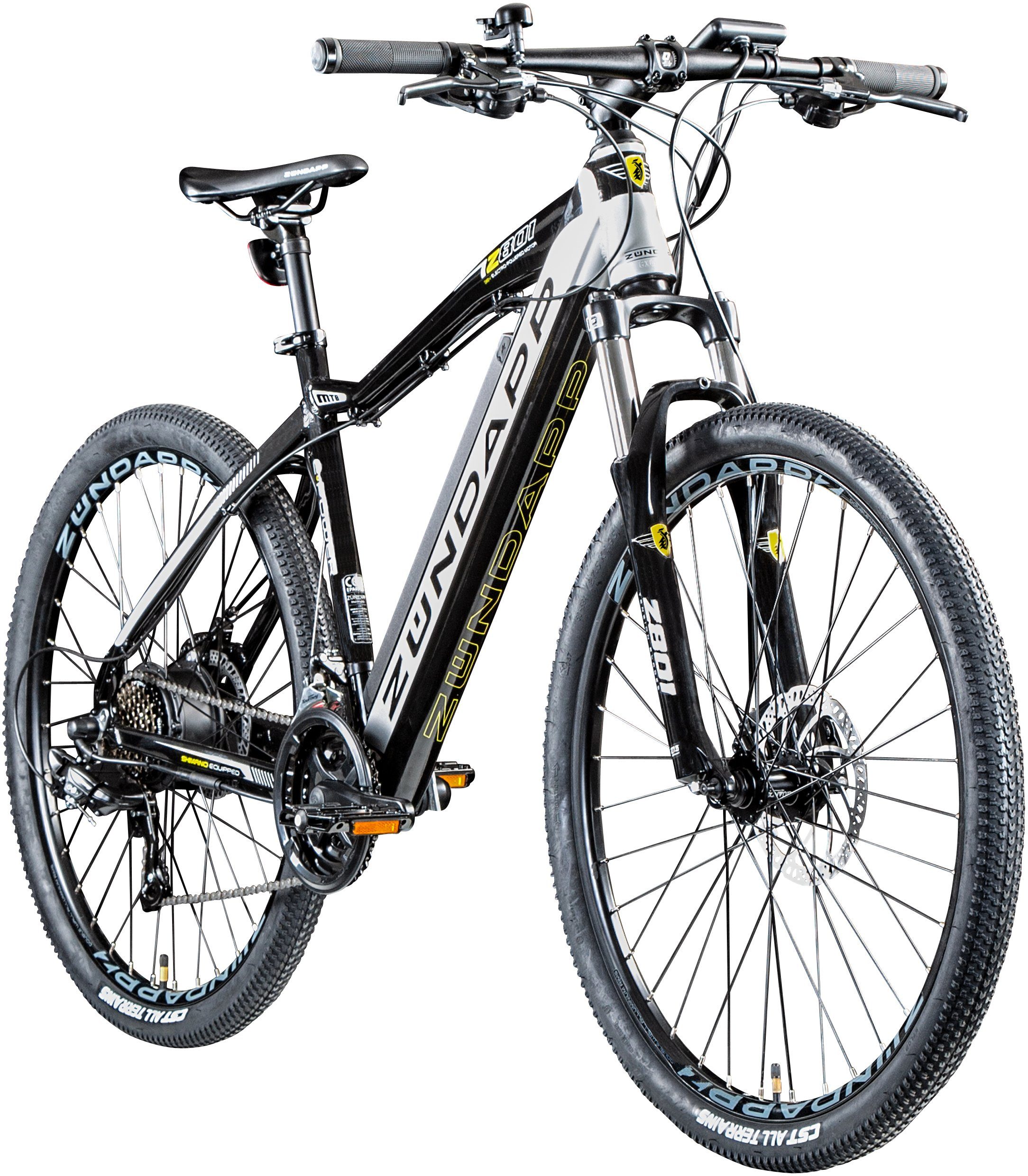 Zündapp E-Bike Z801, 21 Gang Shimano Tourney RD-TY300 Schaltwerk, Kettenschaltung, Heckmotor, 418 Wh Akku, Pedelec, Elektrofahrrad für Damen u. Herren, MTB, Mountainbike