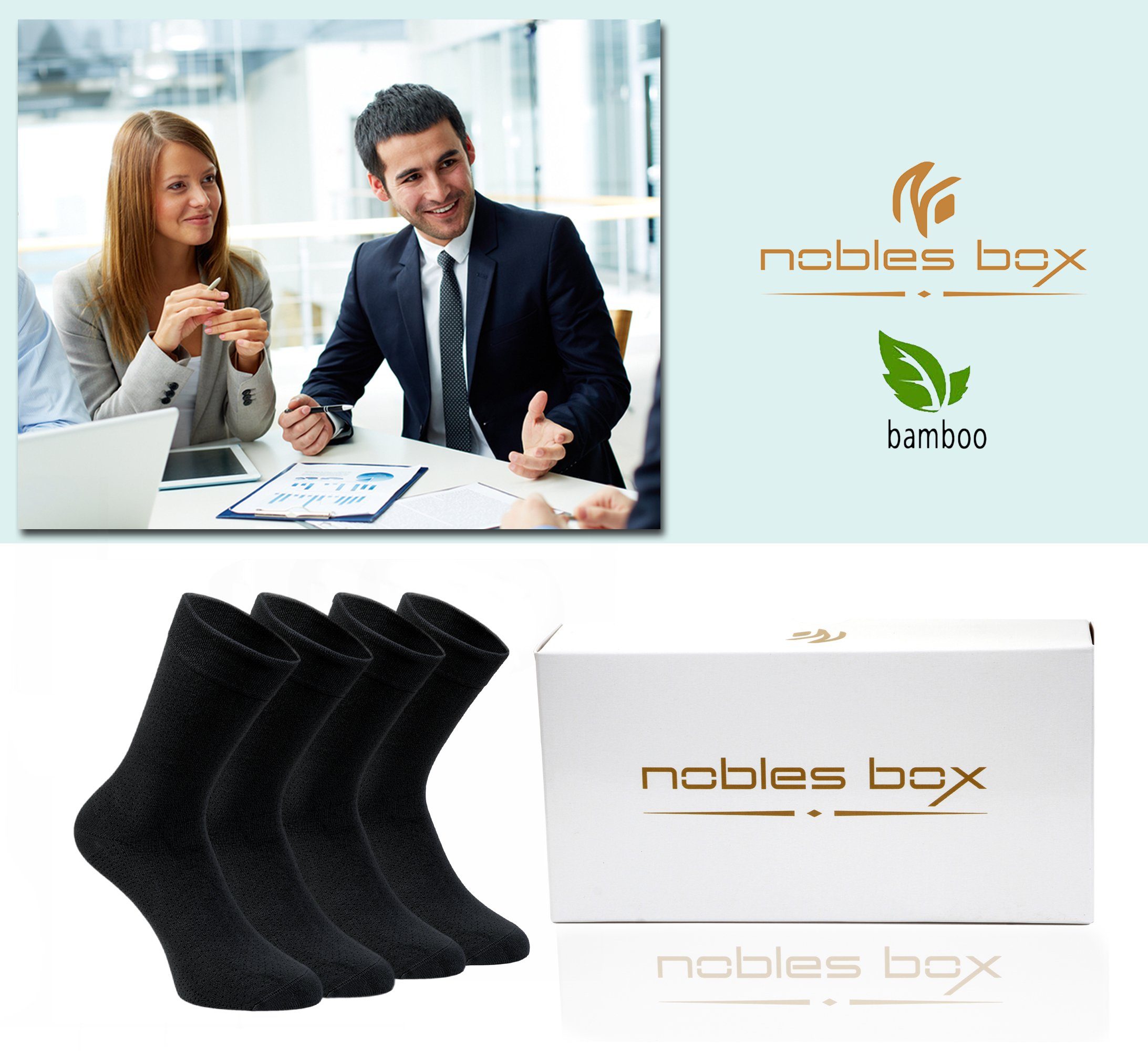 NoblesBox Socken Damen Bambussocken Asorti (Box, 4-Paar) Herrensocken und Arbeitssocken