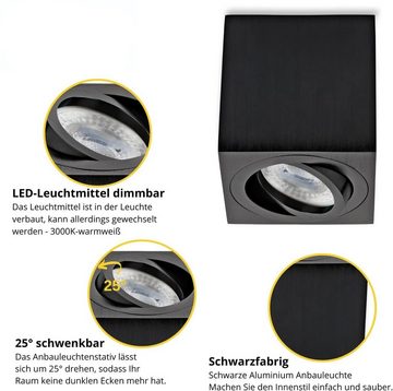 Sweet LED LED Deckenspots spots eckig dimmbar Aufbauspots schwarz GU10 7W Aluminium, Leuchtmittel wechselbar, Warmweiß, Deckenaufbauleuchte, Aufbaustrahler, Deckenspot