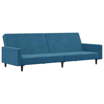 vidaXL Sofa Schlafsofa 2-Sitzer mit Fußhocker Blau Samt