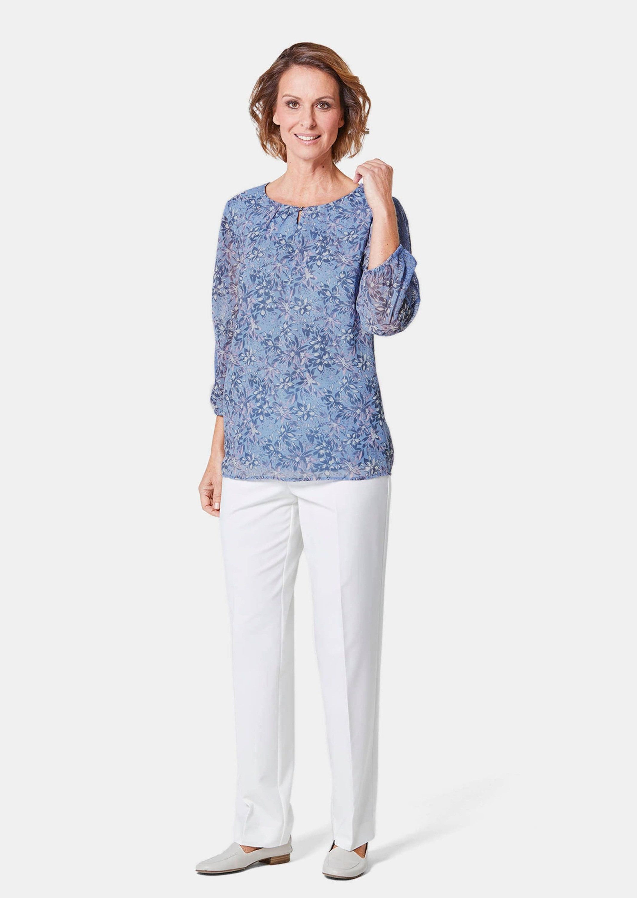GOLDNER Klassische Bluse Chiffonbluse mit farbbrillantem günstig online kaufen