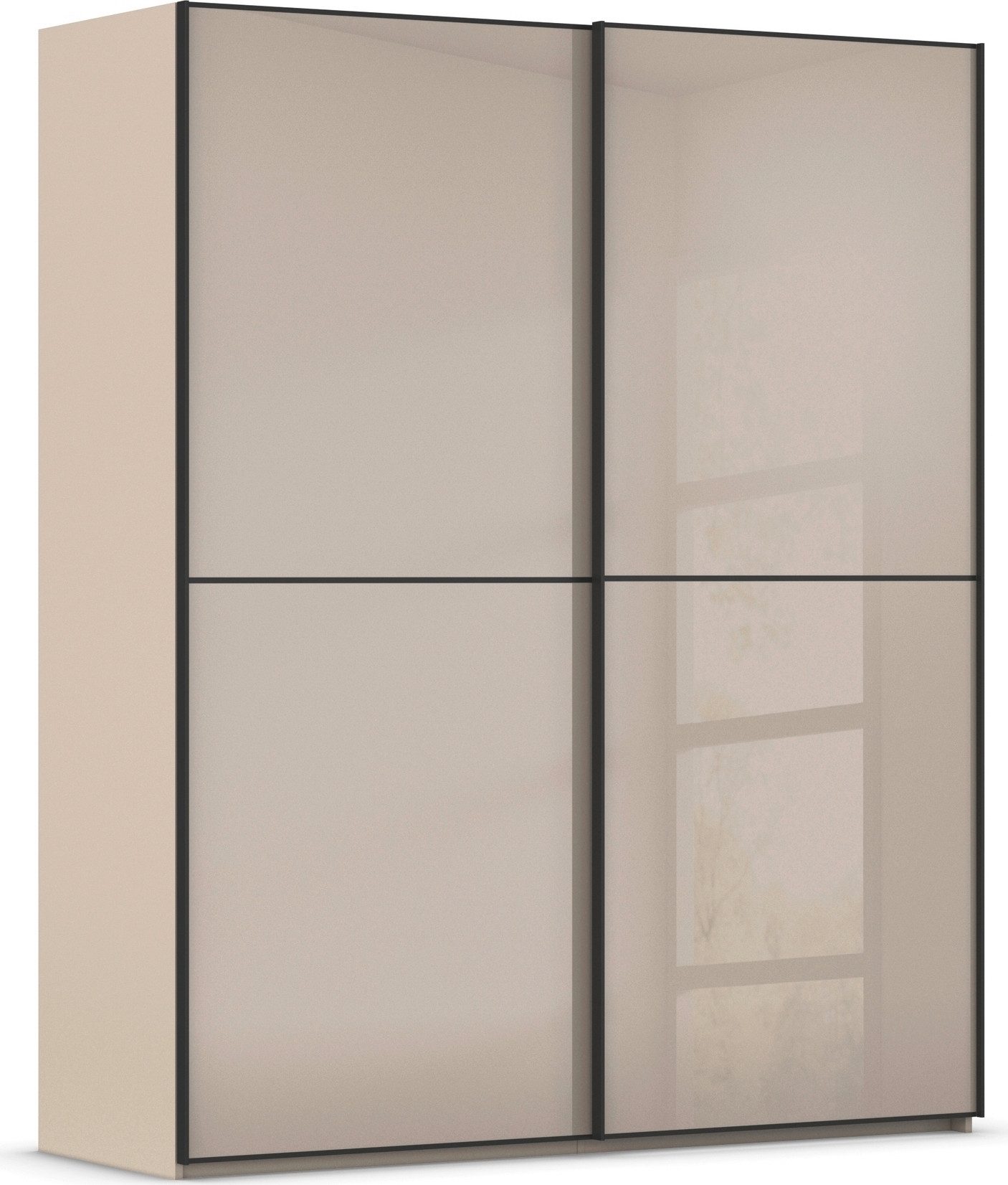 rauch Schwebetürenschrank Kleiderschrank Schrank Garderobe Schlafzimmerschrank SCALE-DUO edle zweigeteilte Türen Glas-Front mit 3 Zierleisten MADE IN GERMANY