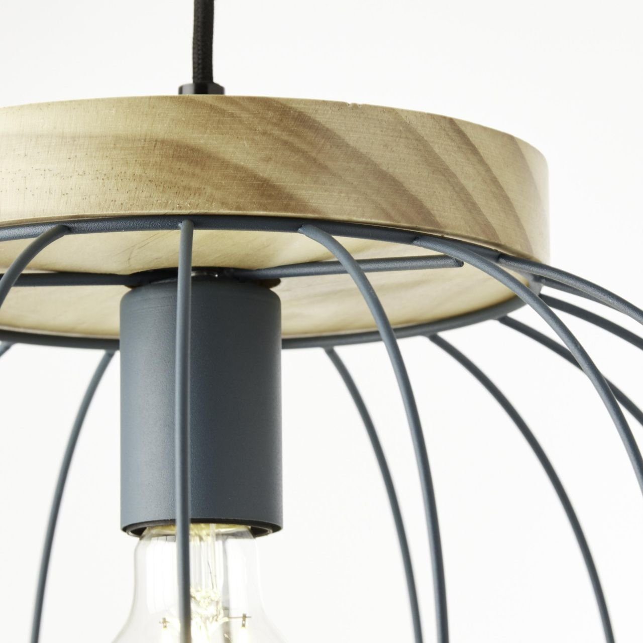 Brilliant Pendelleuchte Sorana, ohne Leuchtmittel, Hängeplampe, 130 cm Höhe, Ø 35,5 cm, E27, kürzbar, Metall/Holz
