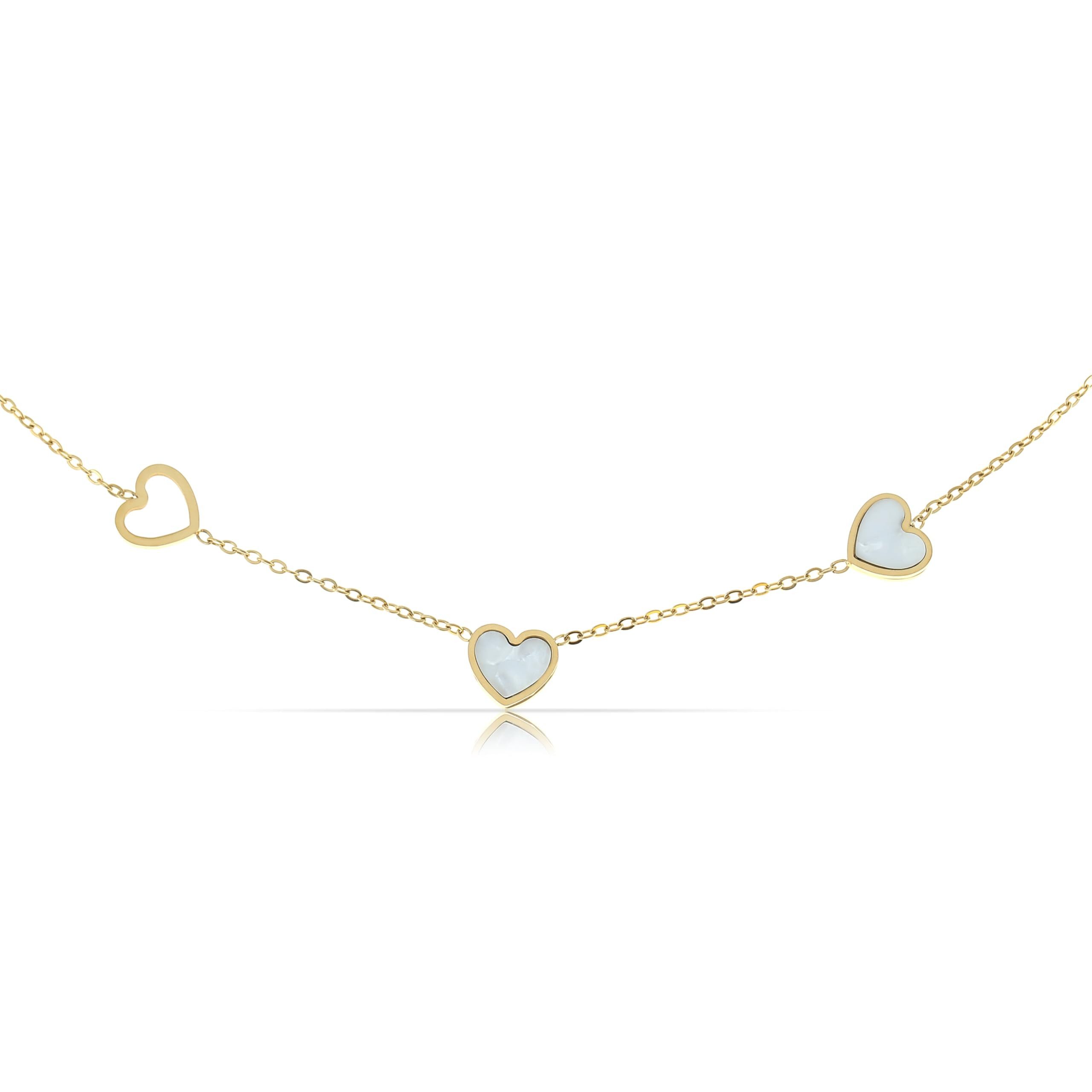Made by Nami Herzkette Gold Perlmutt Kette Herz aus Chirurgischen Edelstahl günstig online kaufen