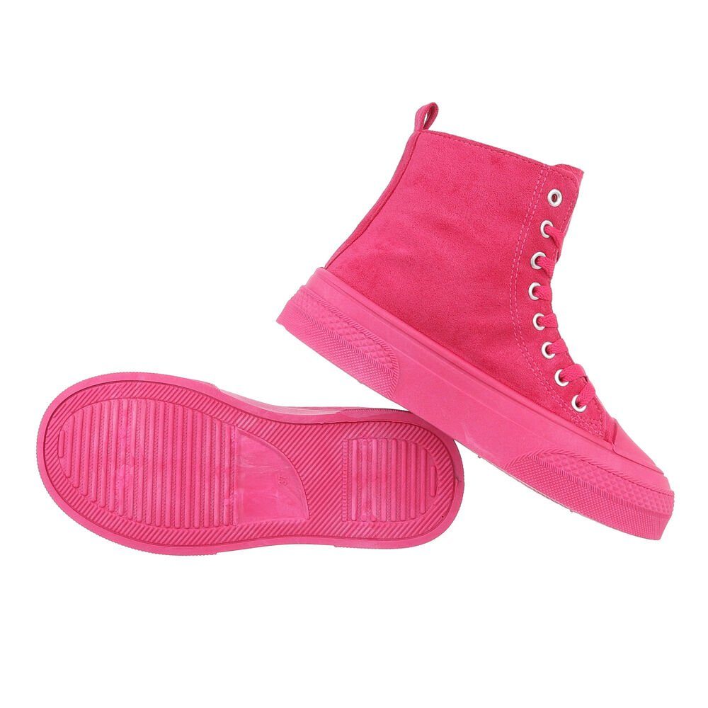 Pink in Damen High High-Top Sneakerboots Ital-Design Sneakers Keilabsatz/Wedge Freizeit