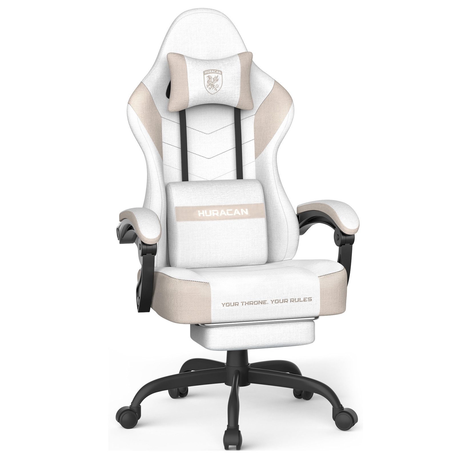 Huracan Gaming-Stuhl PC Stuhl,Gaming Sessel,mit Kopfstütze,Lumbarstütze,Fußstütze (Ergonomischer Gaming-Stuhl,90°–135° Neigung), 360° Drehbarer,ergonomisch Gamer Stuhl