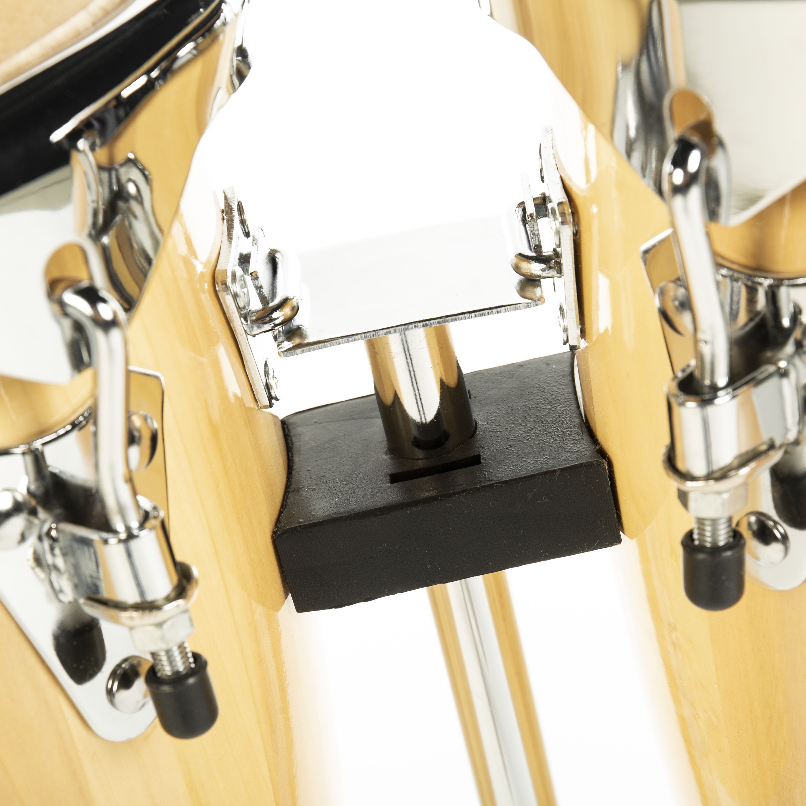 FAME Conga,Junior Conga Set 8"+9" Natural Gelb Ahorn inkl. Ständer Mechanisch Spannbares Stimmbares Büffelfell Chrome Kessel-Hardware Ideal für Einsteiger und Profis", Percussion, Congas, Junior Conga Set, Conga Set für Einsteiger, Conga Set mit Büffelfell