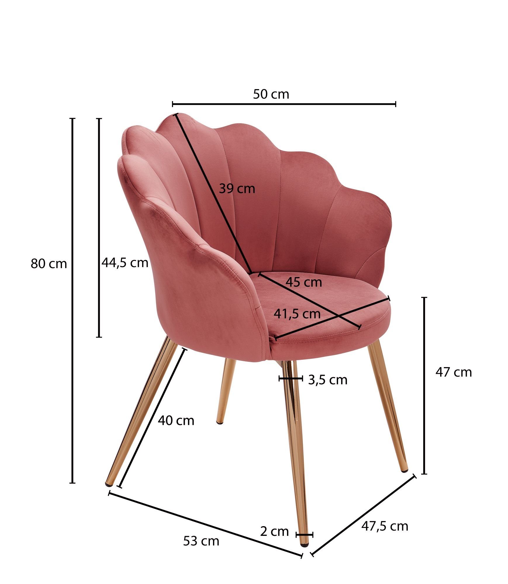 - | Esszimmerstuhl KADIMA Samtbezug Rosa Küchenstuhl Modernes Rosa & DESIGN Metallbeine - Design TULIP