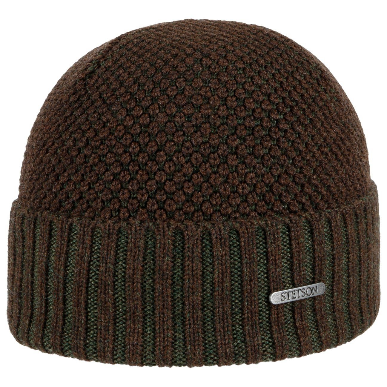 Beanie Made (1-St) in dunkelbraun mit Umschlag, Strickmütze Stetson Italy