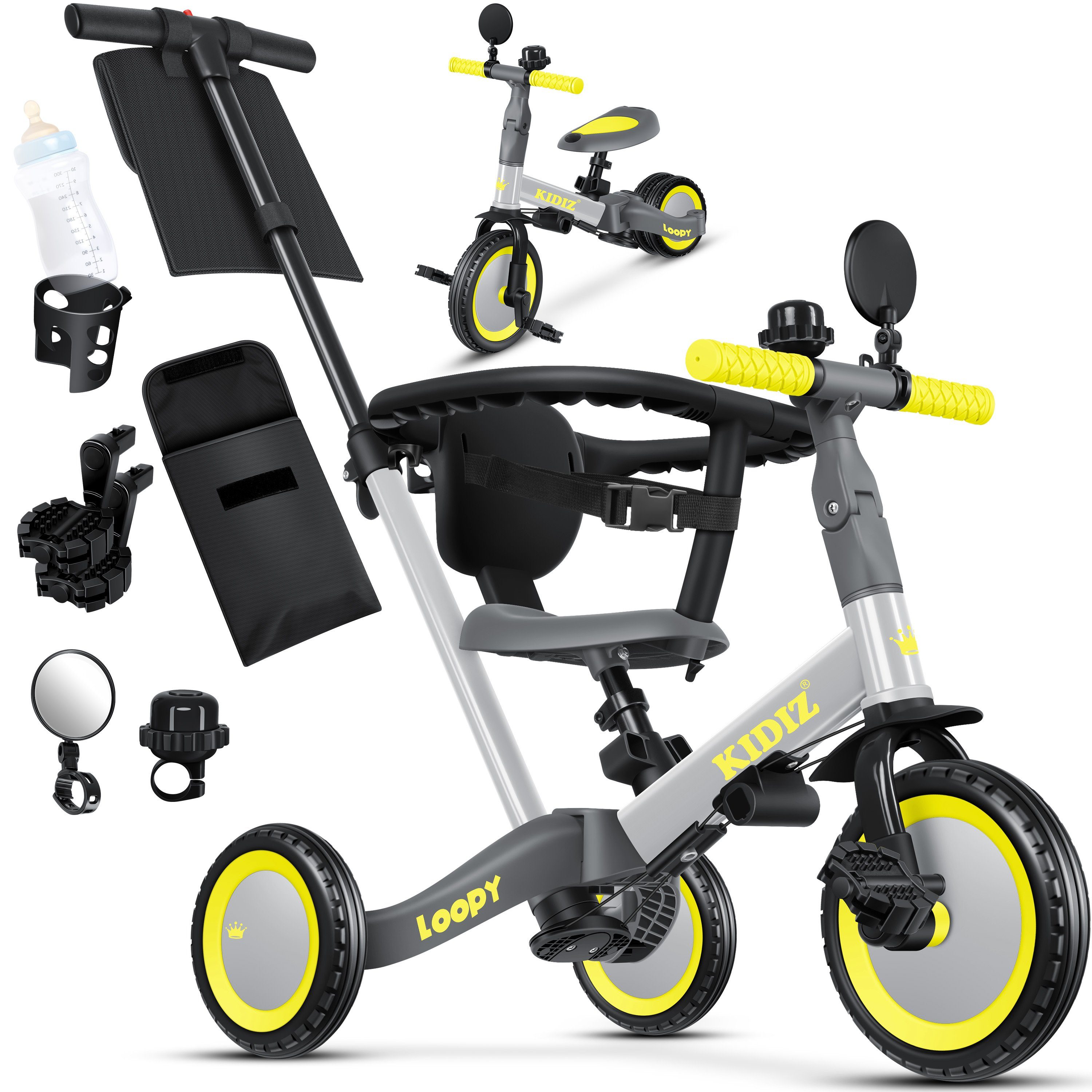 KIDIZ Laufrad, 6in1 Dreirad Loopy Laufräder Lauffahrrad Kinderdreirad