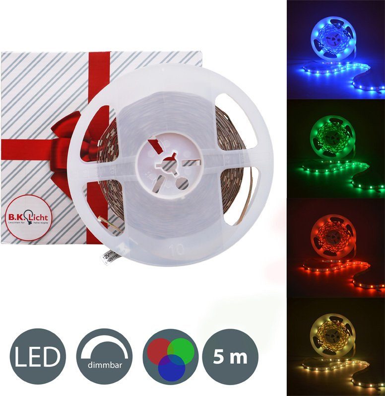 Band inkl. Fernbedienung RGB LED-Streifen Stripe B.K.Licht 5m LED Lucilla, Licht-Leiste