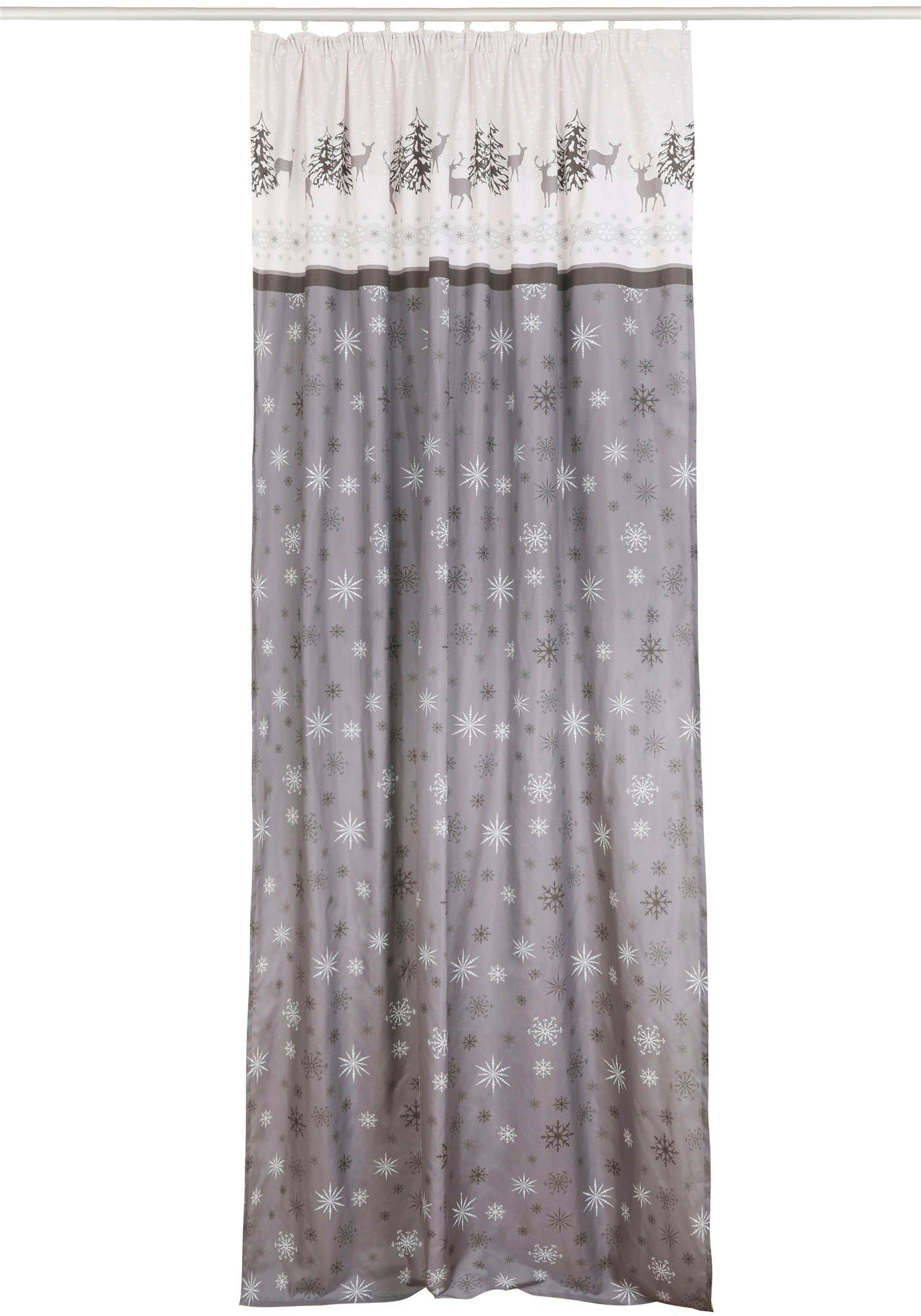 Vorhang Venua, my home, Kräuselband (1 St), blickdicht, Polyester, mit Weihnachtsdesign aus bedruckter Microfaser | Fertiggardinen