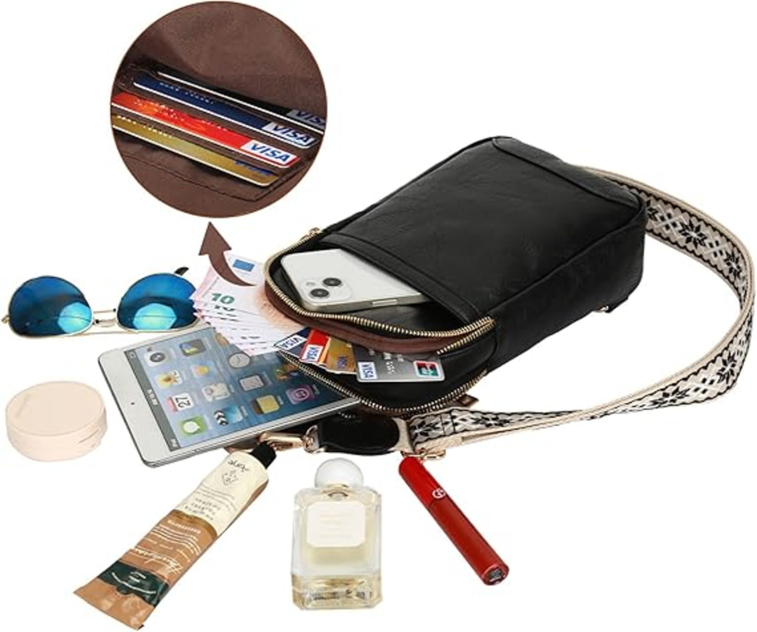 M-Diamant Umhängetasche Kompakte Crossbody Brusttasche mit Wechselgurt Leic günstig online kaufen