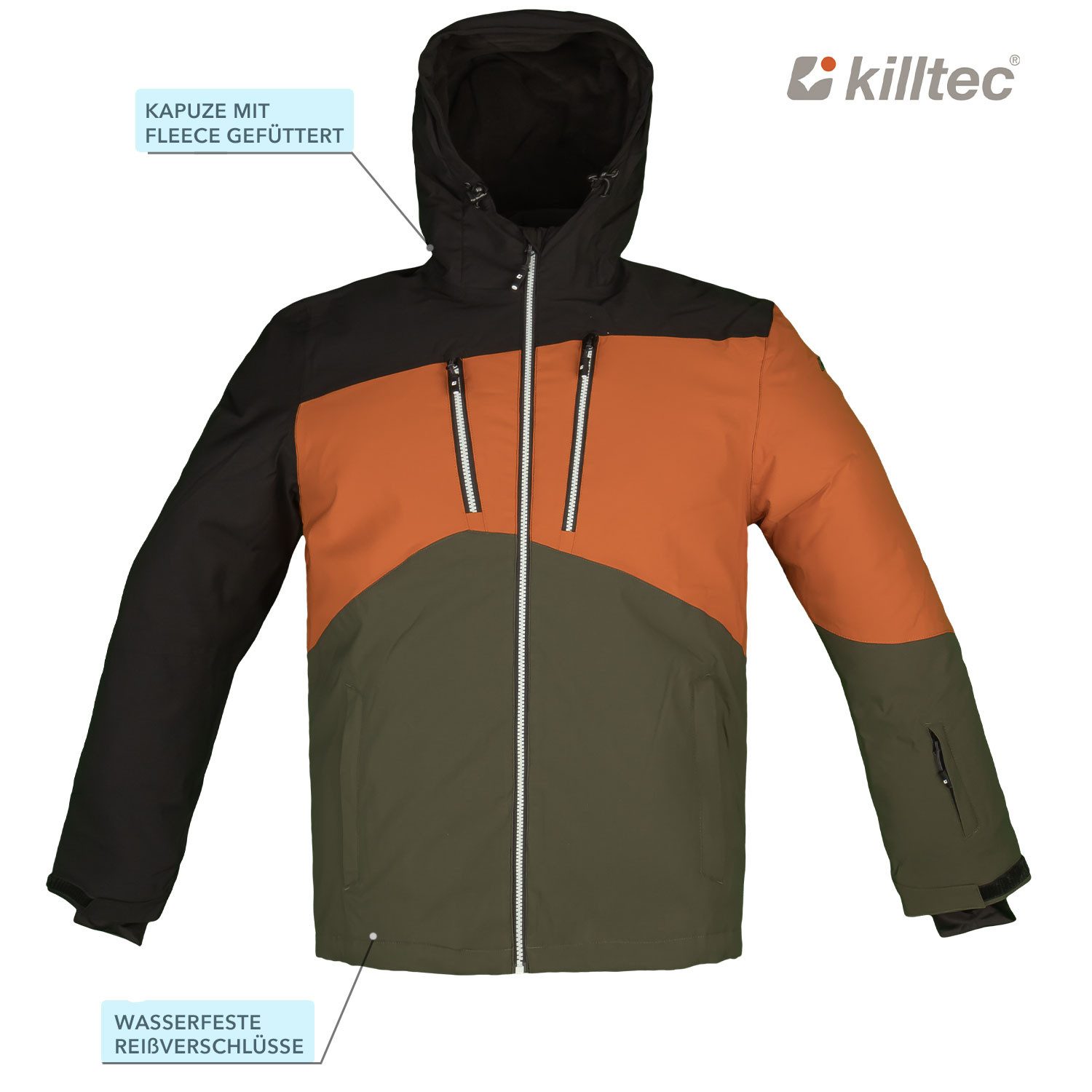 Killtec Skianzug Herren Skijacke + Skihose (orange/schwarz), verschweißte Nähte – Bild 4 von 5