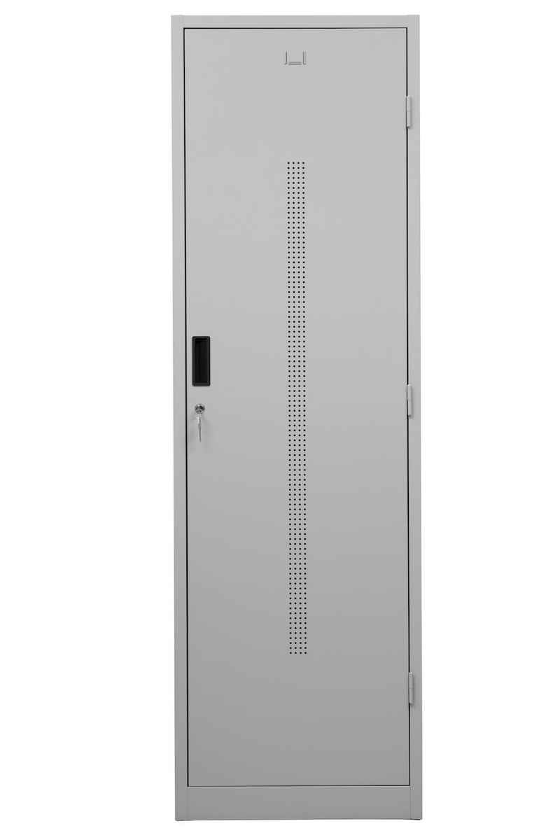 PROREGAL® Mehrzweckschrank Sattelschrank Degu, Zylinderschloss, HxBxT 195x60x60cm, Hakenset, Grau