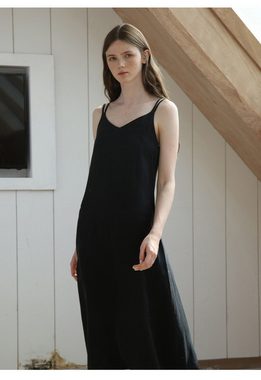 RUZU UG Dirndl Midikleid Sommer Sexy Strapskleid Langes Doppelträgerkleid für Damen
