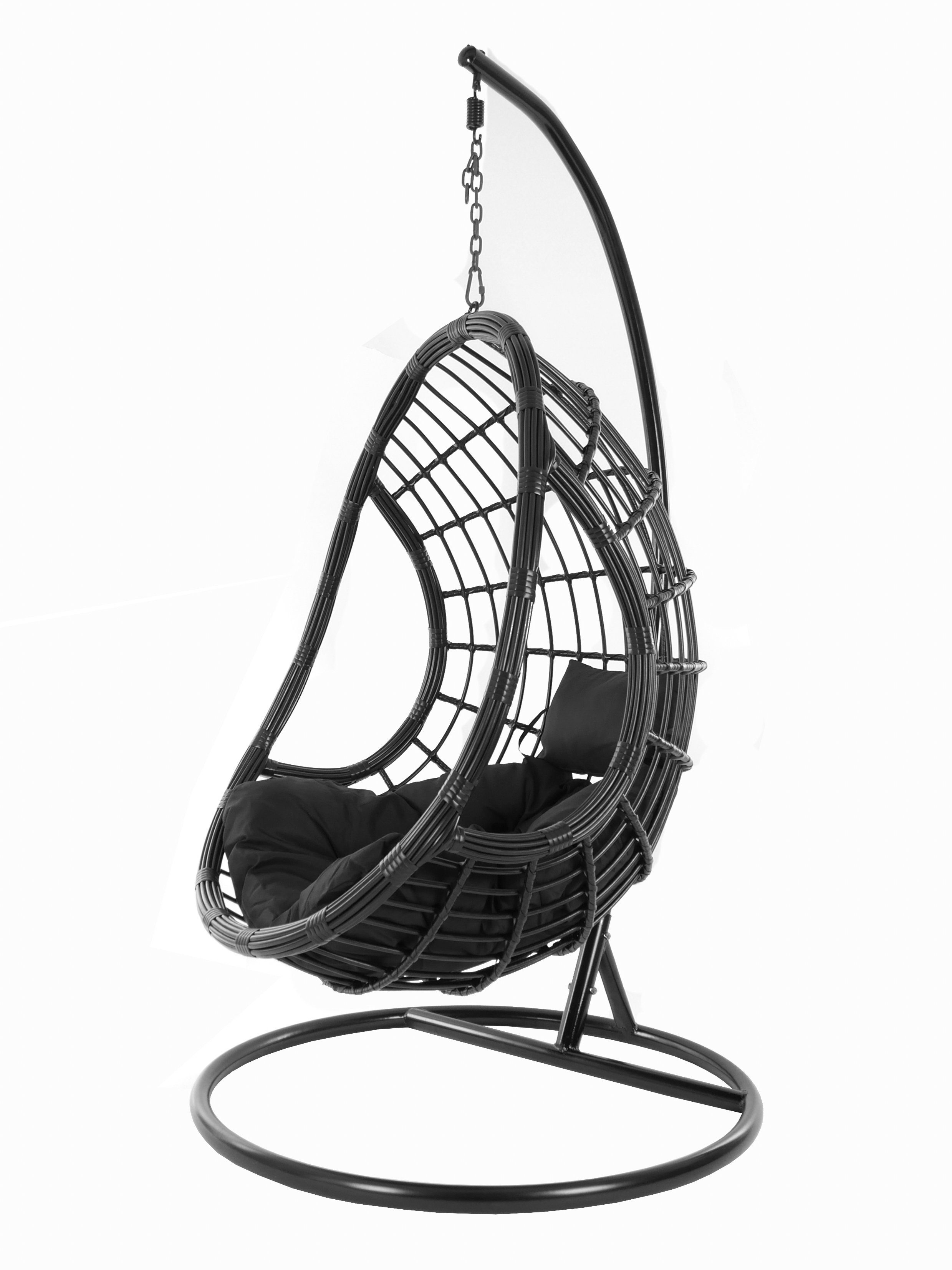 mit schwarz, Gestell Chair, Hängesessel black) Design PALMANOVA schwarz Kissen, Loungemöbel, Hängesessel KIDEO Swing (9999 und black, Schwebesessel, edles