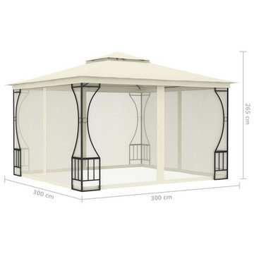 vidaXL Partyzelt Pavillon mit Netz 300x300x265 cm Creme