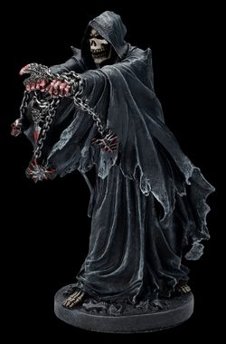 Figuren Shop GmbH Dekofigur Sensenmann Figur - Reaper Game Over - Spiral - Gothic Dekoration Dekof