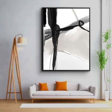 DOTCOMCANVAS® Leinwandbild Artistic Brush Strokes, Leinwandbild Artistic Brush Strokes weiß schwarz Wandbild Kunstdruck