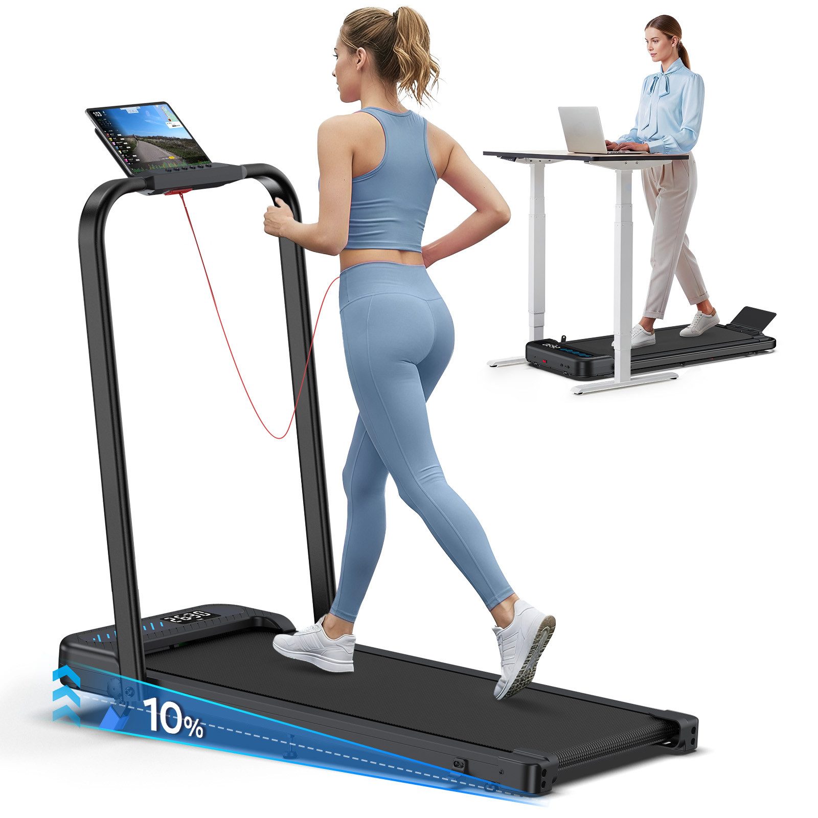 Cardirun Laufband 6-in-1 Laufband klappbar für Zuhause,10% Steigung,150KG,3PS,1–10km/h (1-tlg), KI-Steuerung, 40dB leise