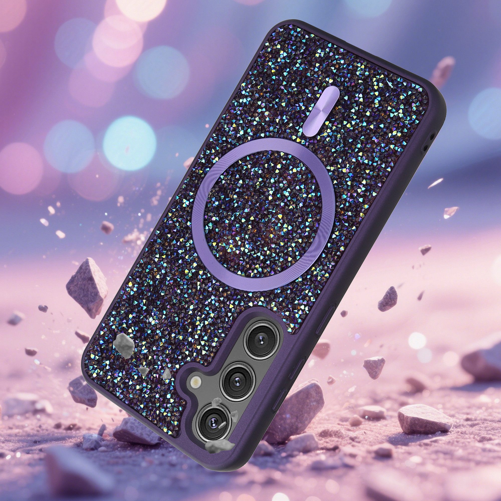 Cadorabo Handyhülle Samsung Galaxy S25, Hülle Schutzhülle Case Cover kompatibel mit Magsafe Diamant Glitzer – Bild 3 von 5