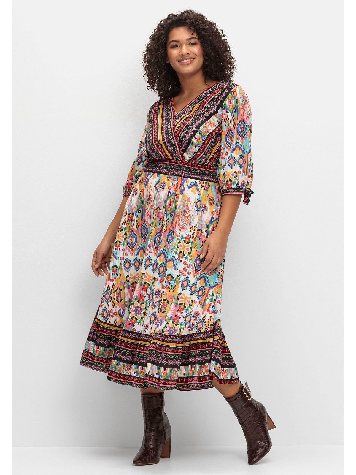 sheego by Joe Browns Sommerkleid Große Größen im Boho-Stil, mit Bordürendruck