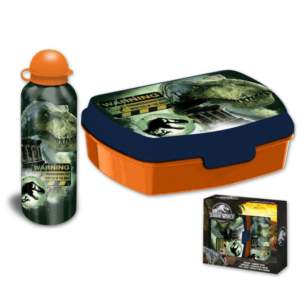 Jurassic World Lunchbox Jurassic World T-Rex 2tlg Lunch Set Brotdose plus Alu Trinkflasche, Kunstsoff Aluminium, (2-tlg)