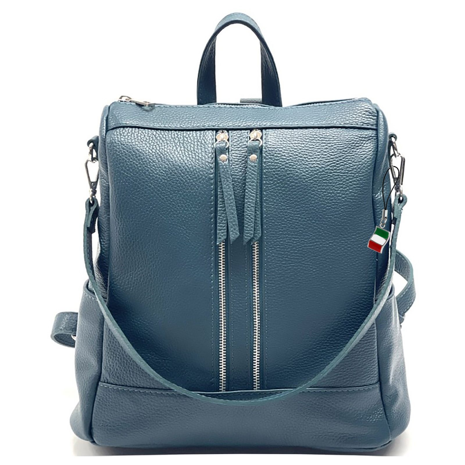 FLORENCE Cityrucksack Florence Rucksack Damen Echtleder, Damen Cityrucksack Leder, türkis ca. 30cm x 33cm hoch