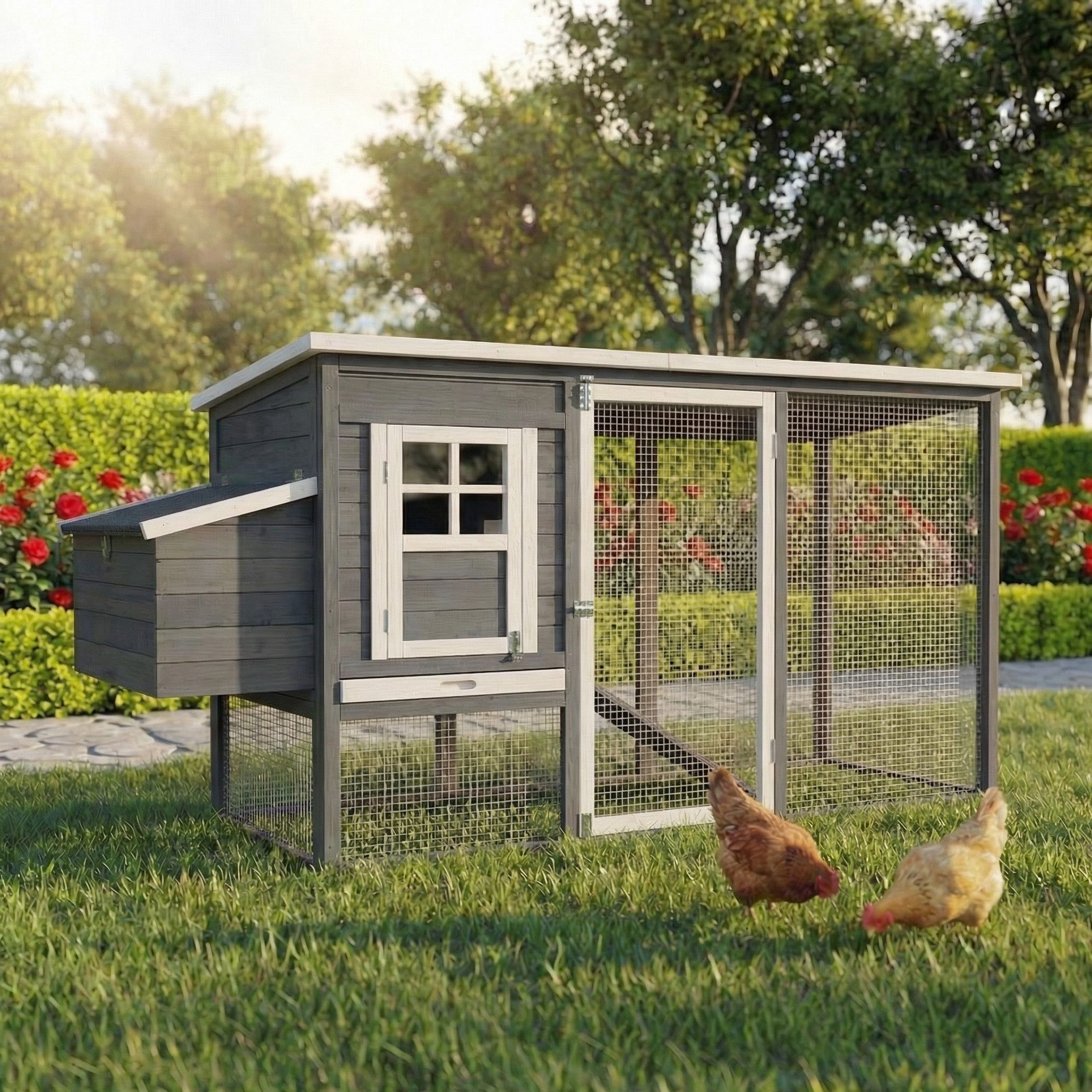 My Animal Hühnerstall Hühnerstall MH-04 für 3-4 Hühner - Wetterbeständig - Kiefernholz, Hühnerhaus Hühner Käfig Gehege Geflügelstall - Nistkasten