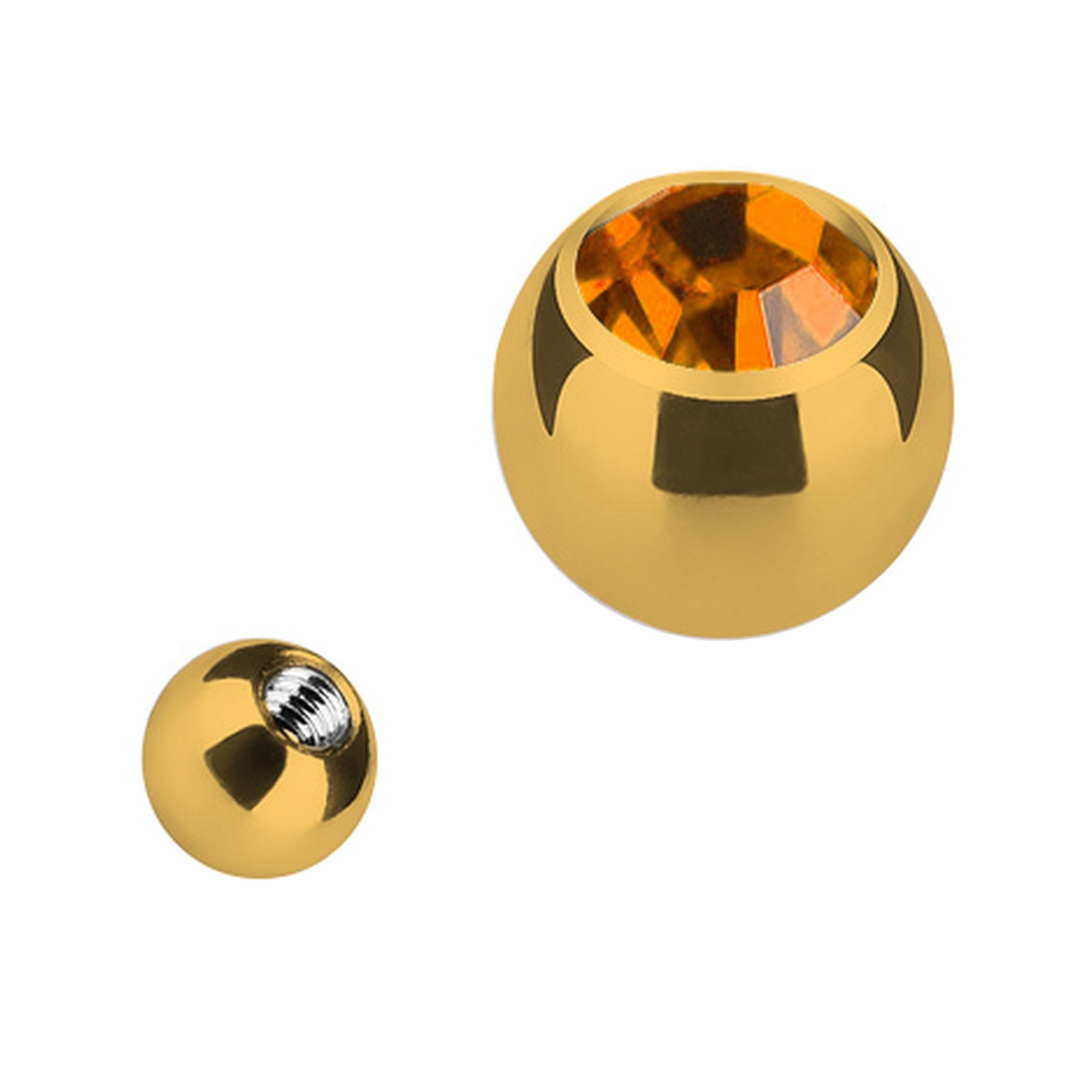 Taffstyle Piercing-Set Piercing Ersatz Schraubkugel Topaz Gold Gold Kugel Edelstahl Strass Verschluss Ersatzteile Kristall, mit mit Verschlusskugel