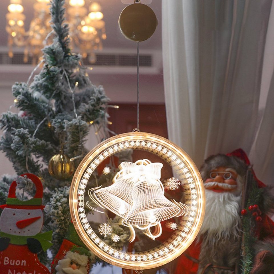 MAGICSHE LED Dekoobjekt Weihnachten Fensterleuchten, 3D-Hängeleuchten, LED -Saugnapf-Lichter