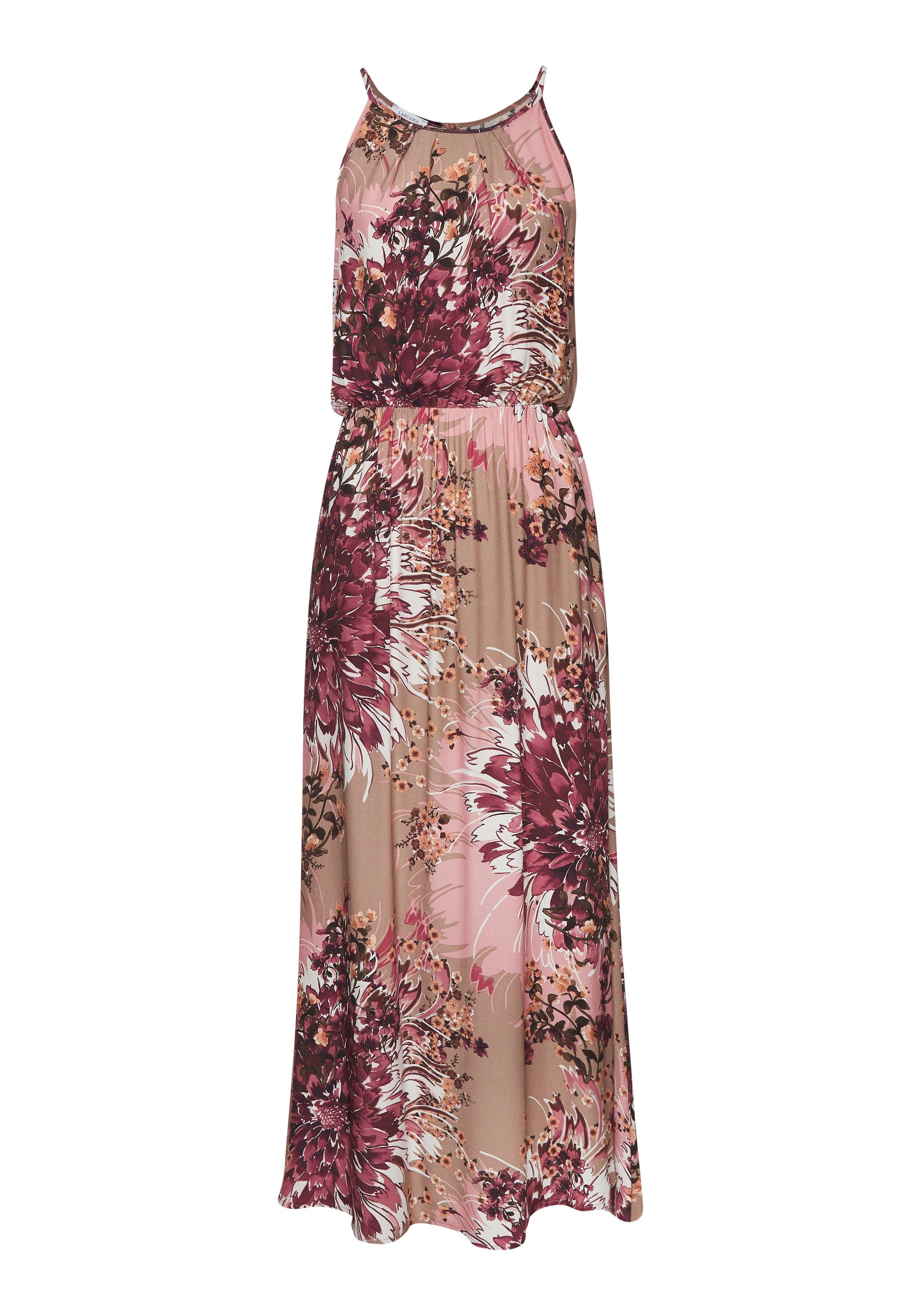LASCANA Maxikleid mit Alloverprint und Knopfleiste hinten, aus gewebter Viskose luftiges Sommerkleid, elegantes Webkleid, Strandkleid, casual – Bild 2 von 5