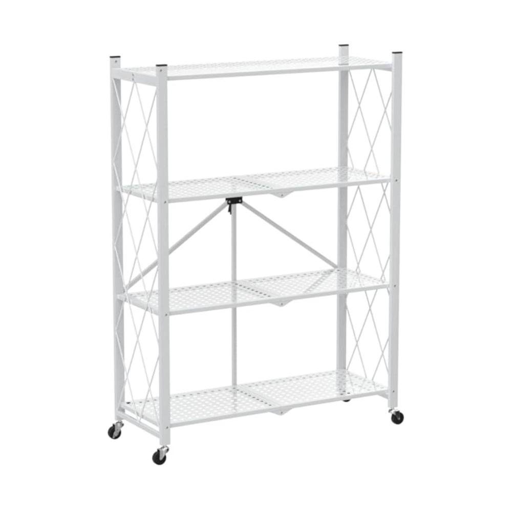 BERLINLODGE® Regal Mobiles Klappregal auf Rollen 4 Fachböden HxBxT 125x72x3 günstig online kaufen