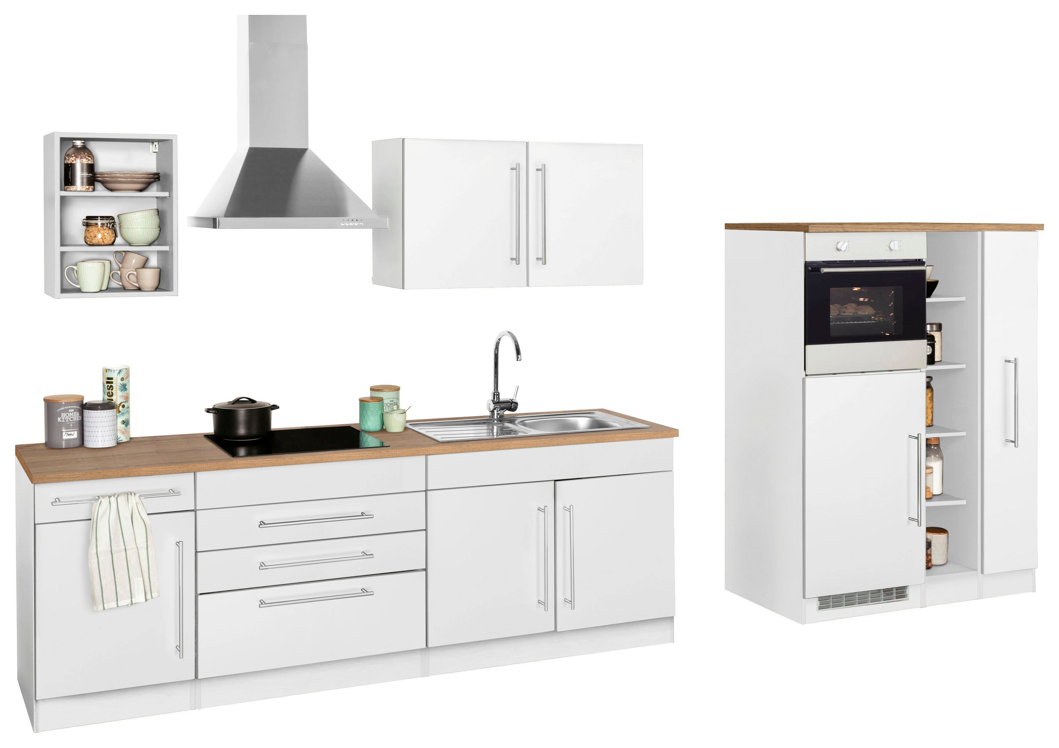 HELD MÖBEL Küchenzeile Samos, ohne E-Geräte, Breite 350 cm, ochwertige  MDF-Fronten, außer bei Farbe weißH