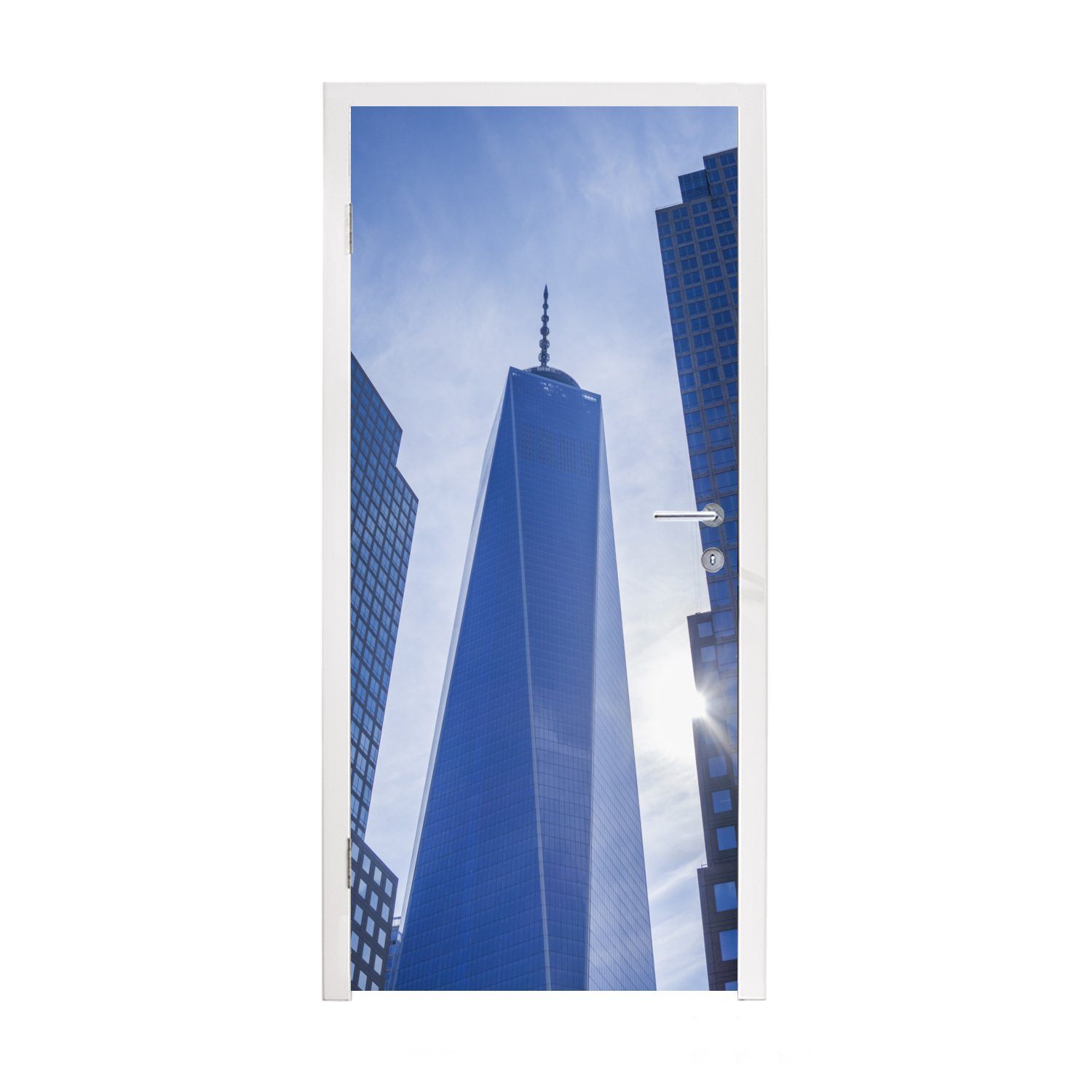MuchoWow Türtapete Die Wolkenkratzer und das One World Trade Center in New York, Matt, bedruckt, (1 St), Fototapete für Tür, Türaufkleber, 75x205 cm