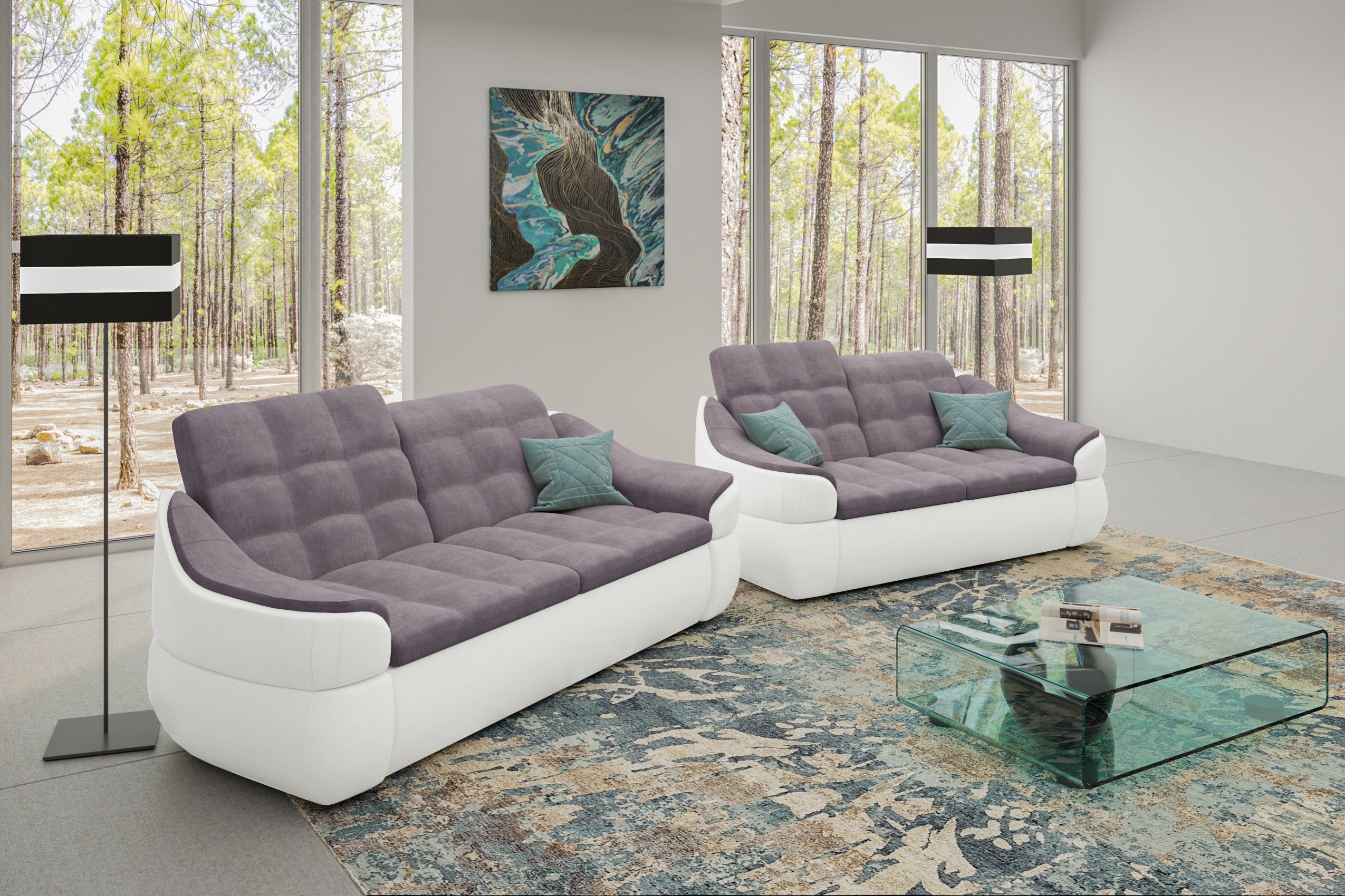 aus made 2,5-Sitzer Stylefy Sofa, bestehend Polstergarnitur Design, Alisa, Modern Sofa in und (Set (2-tlg), Europa 2-Sitzer