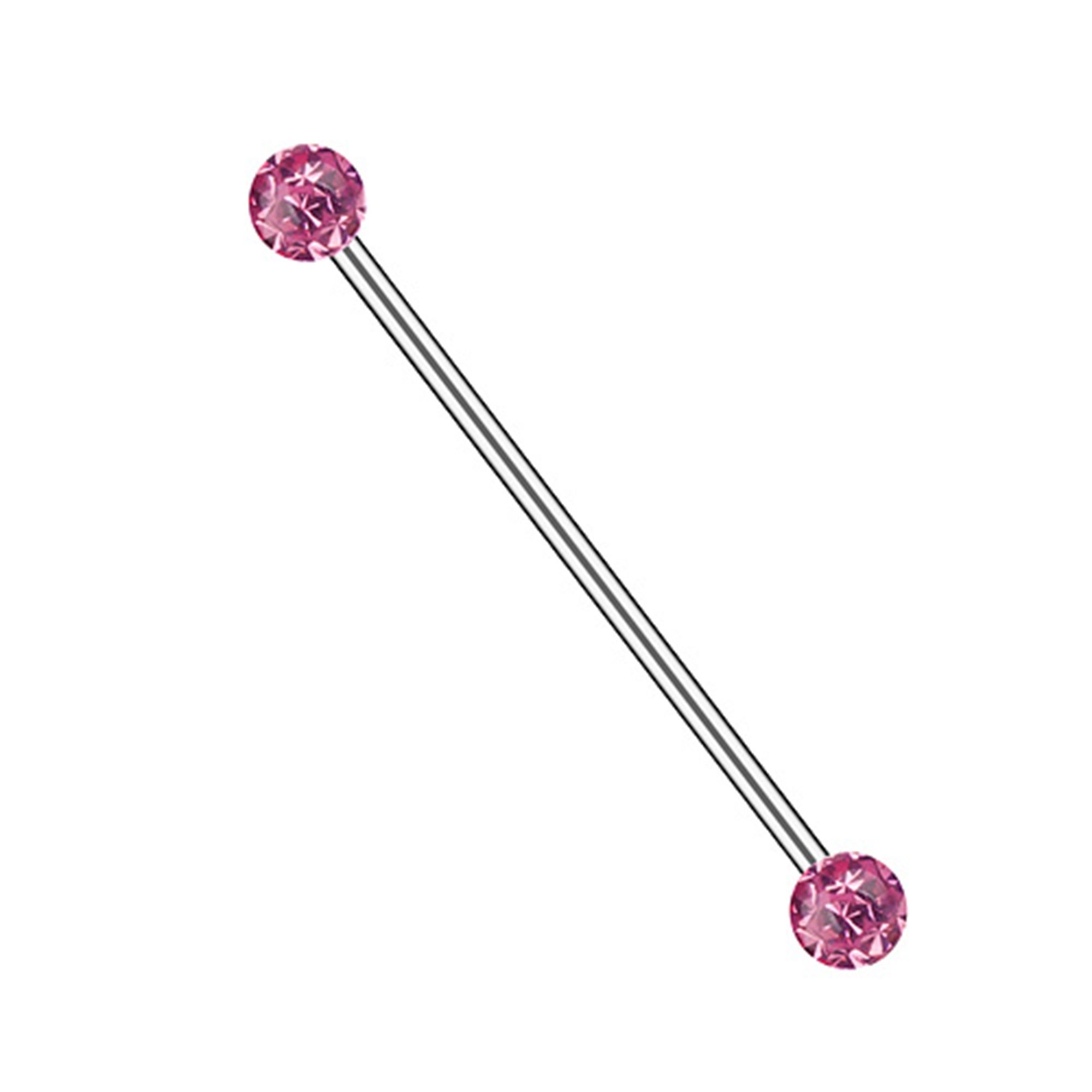 Taffstyle Piercing-Set Piercing Kristall Kugeln Industrial Intim Brust, Piercing Hantel Barbell Ohr Cartilage Helix Tragus Stab Ohrpiercing Pink