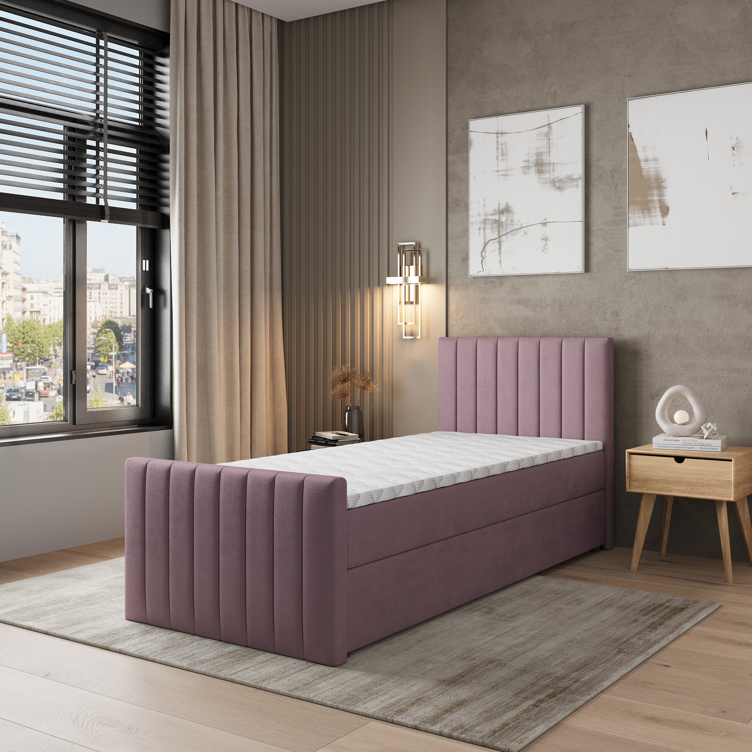 Masseno Boxbett ARION 80x200 cm mit Bonell Matratze und Topper