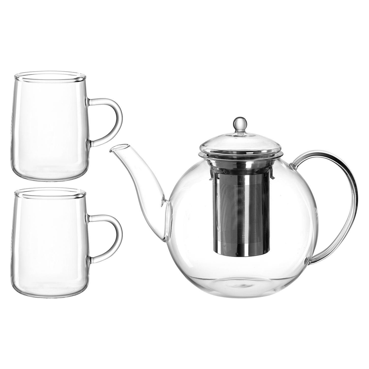LEONARDO Teekanne LIMITED EDITION, Transparent, Borosilikatglas, 1,2 l, (Set, 3-St), Handgefertigt, mit Teesieb, Spülmaschinengeeignet