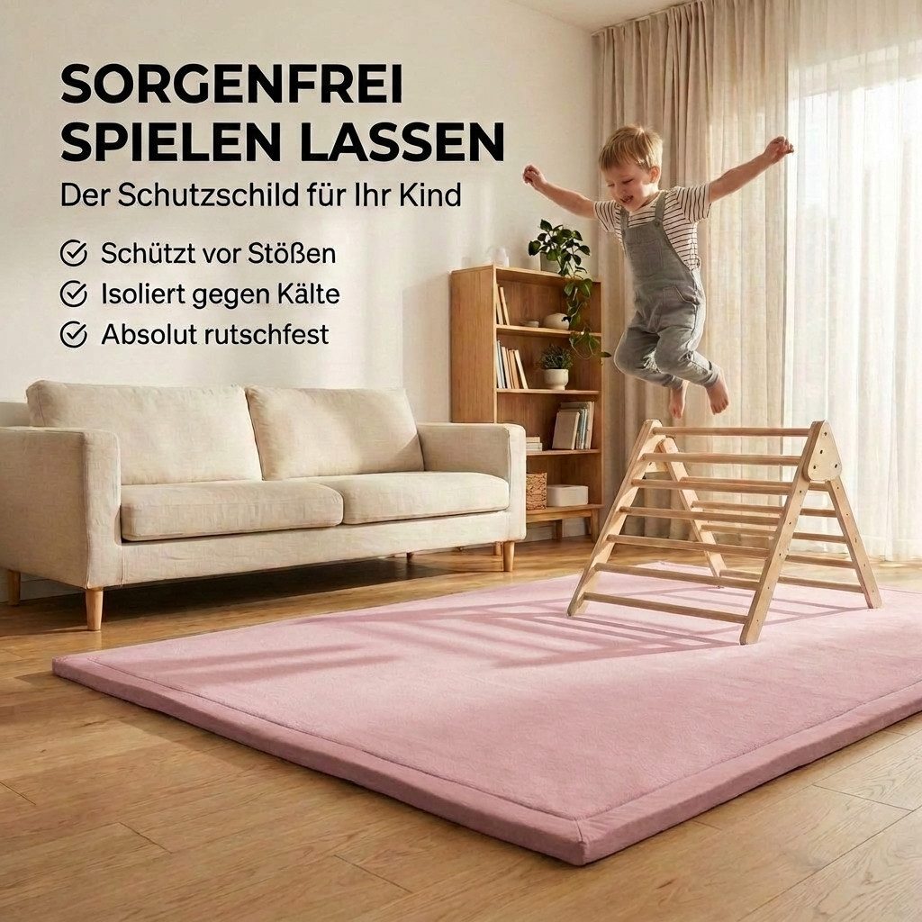 BabyBeFun Spielmatte [Extra Weich] 3cm dicke Krabbelmatte Baby, hochwertiger Memory-Schaum, Rutschfest, Deutsche Marke