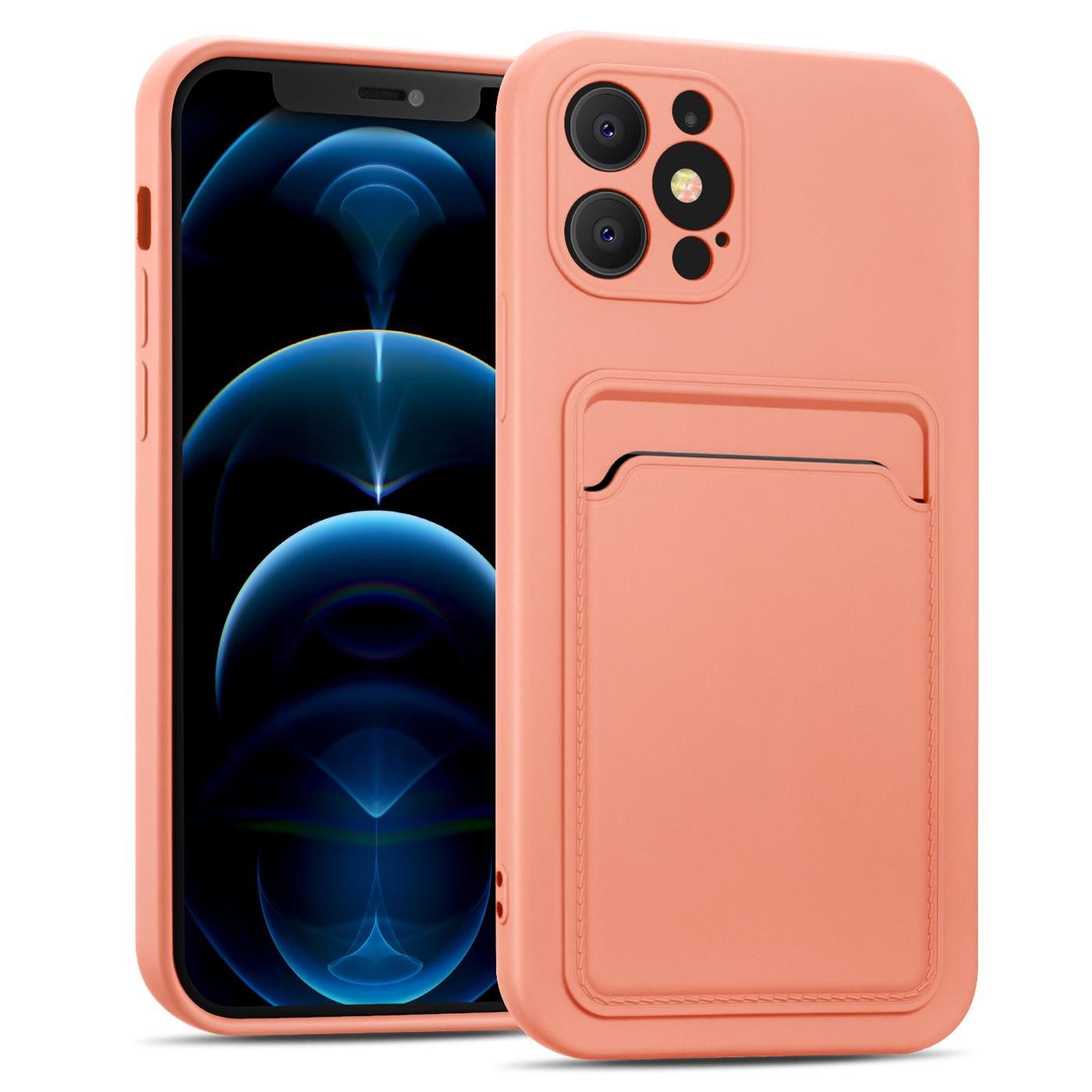 CoolGadget Handyhülle Schutzhülle mit Kartenfach für Apple iPhone 12 Pro Max 6,7 Zoll, Silikon Case Slim TPU Cover Tasche mit Aufbewahrung EC Karte Ausweis