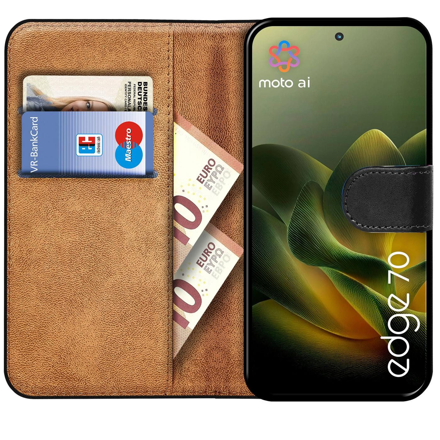 CoolGadget Handyhülle Wallet Klapp Tasche Book Case für Motorola Edge 70, Hülle Klapphülle Flip Cover Etui Schutzhülle