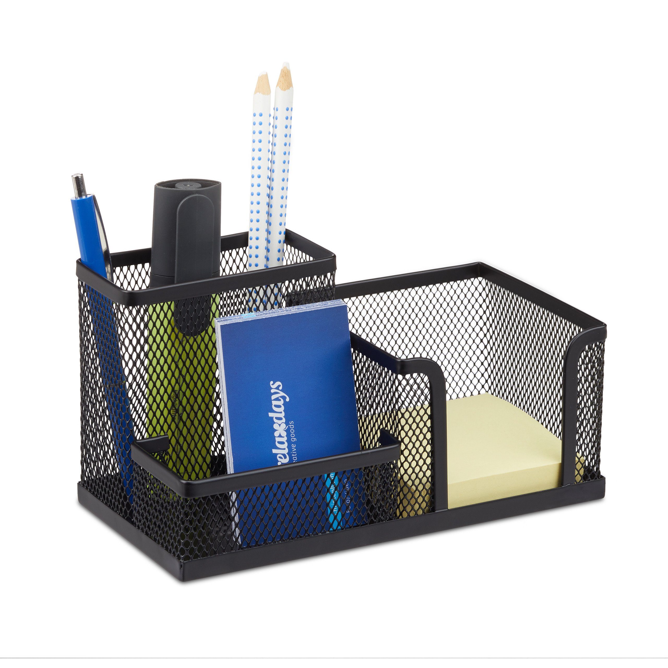 relaxdays Organizer Stiftehalter mit Zettelhalter (1 St), schwarz