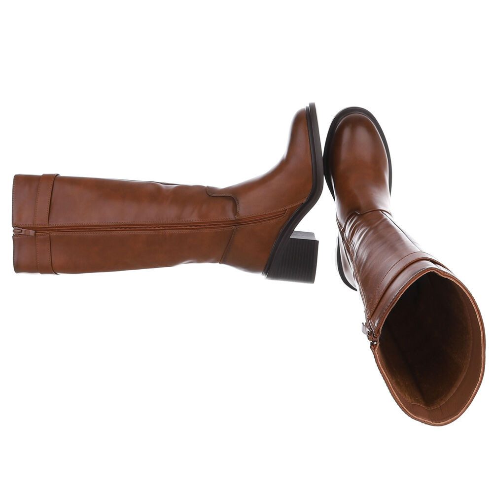 Ital-Design Elegante Damenkniehochstiefel mit modischem Riemen Stiefel (907 günstig online kaufen