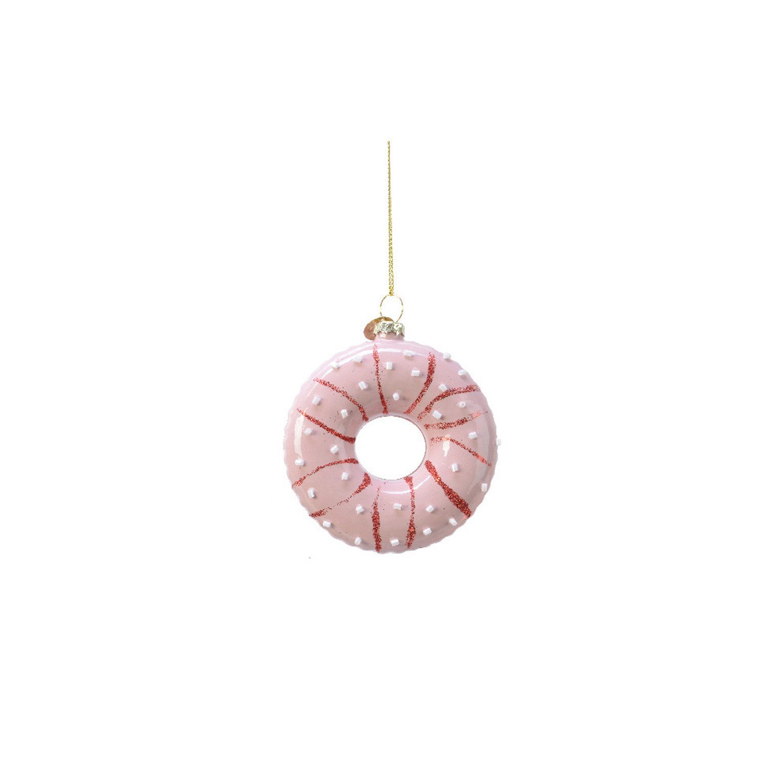 MARELIDA Christbaumschmuck Weihnachtsbaumschmuck Glas Donut mit bunten Streuseln H: 8,5cm rosa