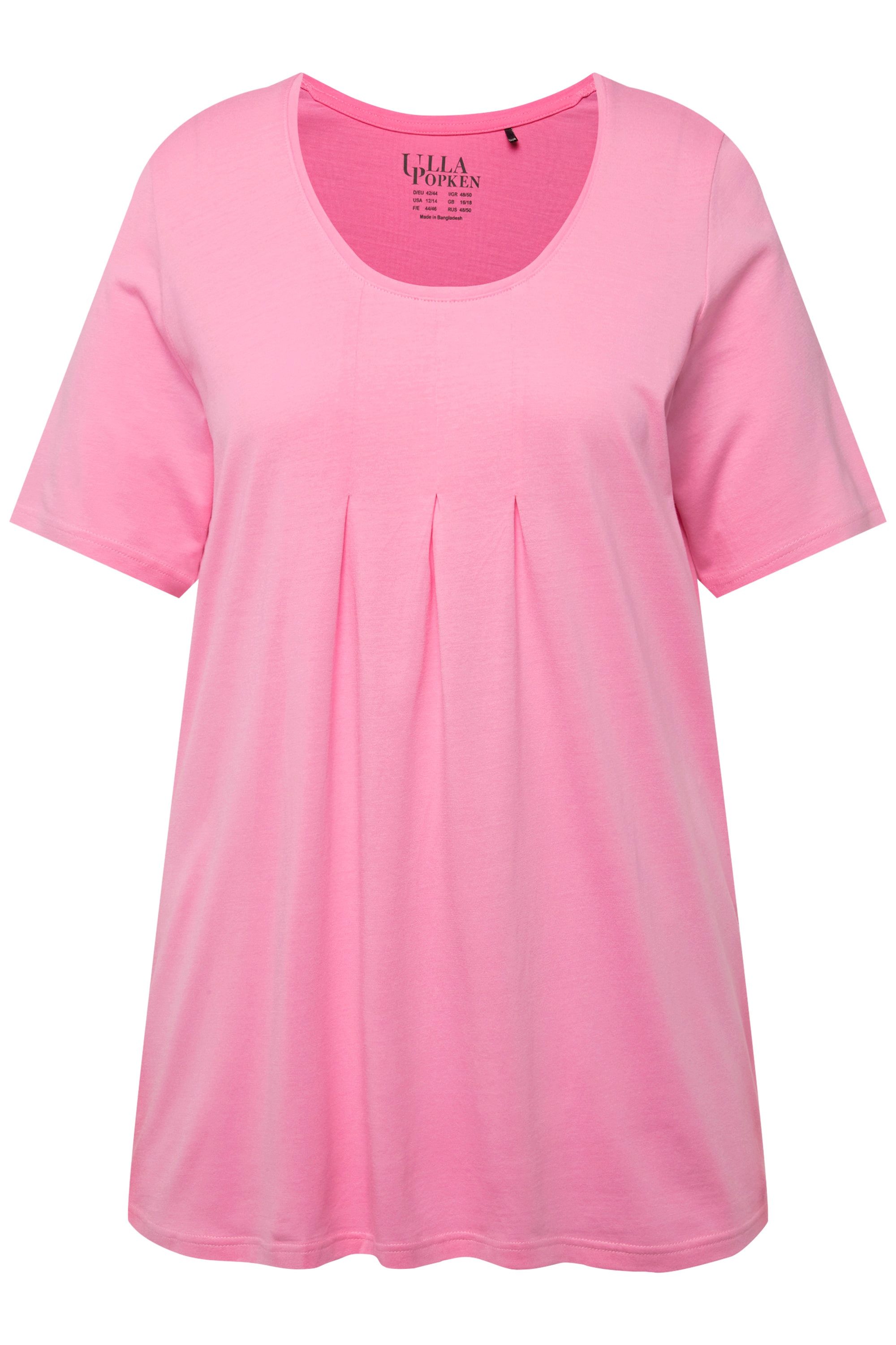 Ulla Popken T-Shirt T-Shirt Zierfalten A-Linie Rundhals Halbarm Modal günstig online kaufen