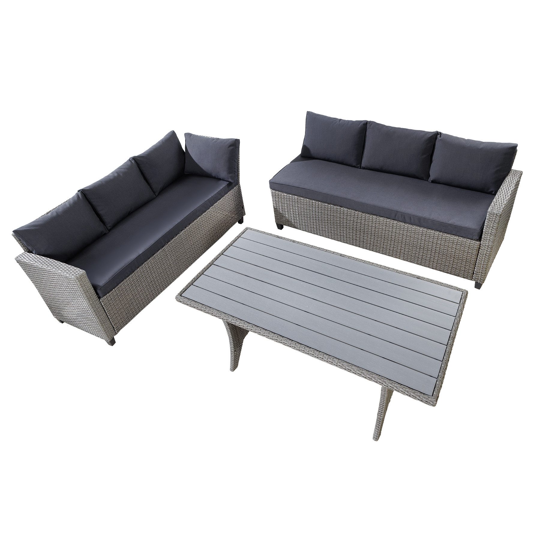 riess-ambiente Sitzgruppe MONACO 240cm anthrazit / grau, (Set, 1-tlg), Gartenmöbel · wetterfeste Ecklounge inkl. Tisch · Outdoor · Design