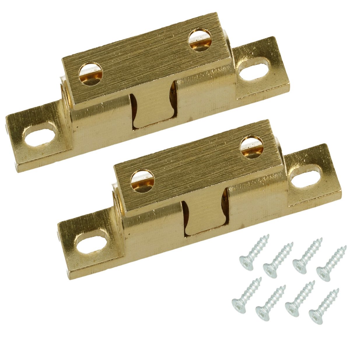 MS Beschläge Möbelbeschlag Paar Doppelkugelschnapper Schnapper Messing 60 mm