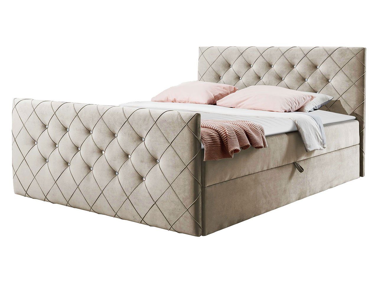 MIRJAN24 Boxspringbett Malaga (Polsterkopfteil, Fußteil, Matratze günstig online kaufen